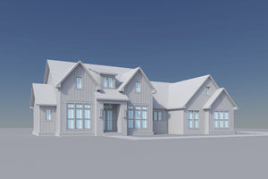 H8123-A Transitional House, 3 Bedrooms, 3.5 Bathrooms | Haney House Plan Grasycale