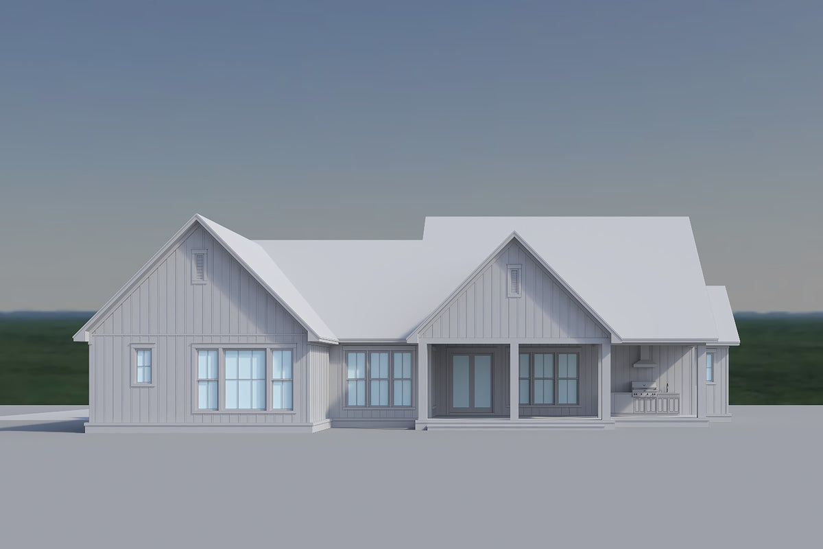 H8123-A Transitional House, 3 Bedrooms, 3.5 Bathrooms | Haney House Plan Grayscale