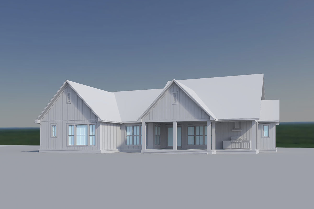 H8123-A Transitional House, 3 Bedrooms, 3.5 Bathrooms | Haney House Plan Grayscale