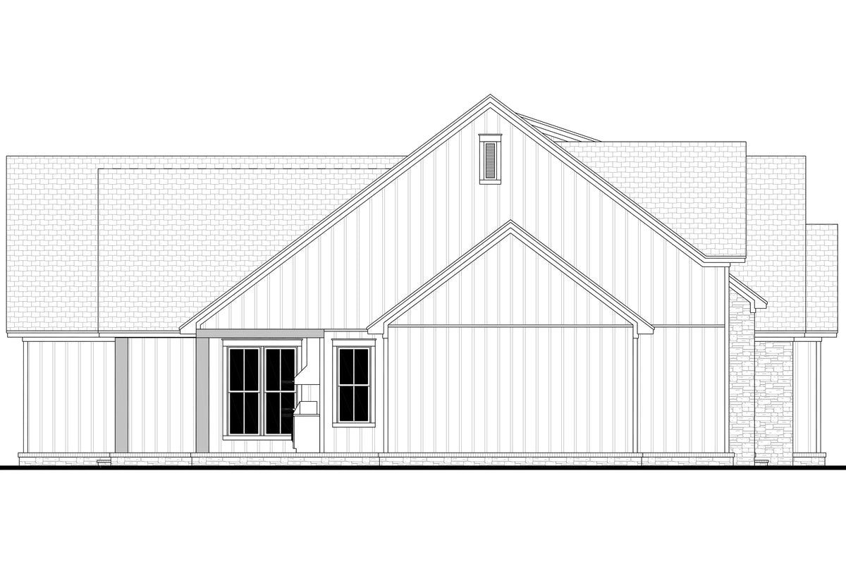 H8123-A Transitional House, 3 Bedrooms, 3.5 Bathrooms | Haney House Plan Left CAD