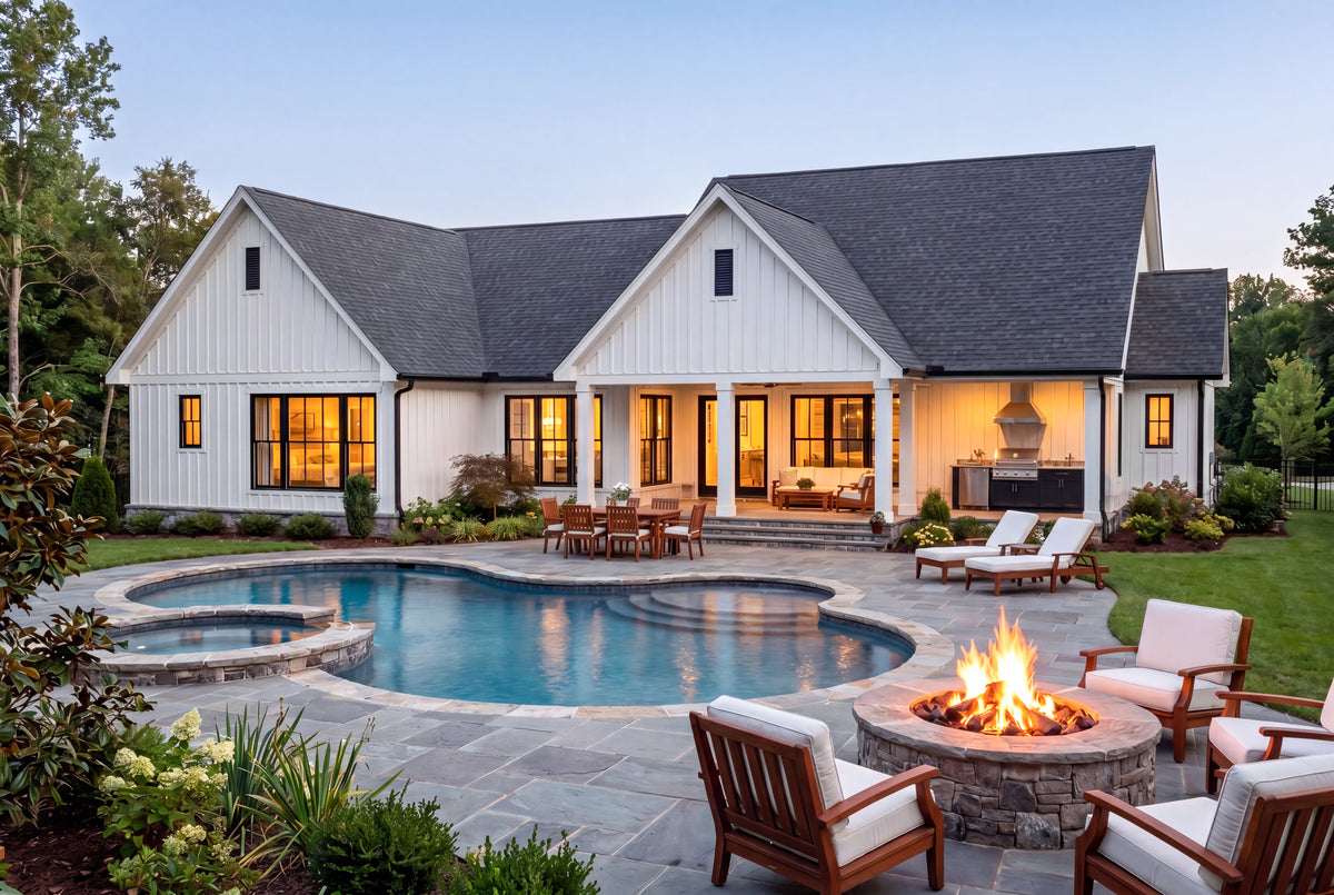 H8123-A Transitional House, 3 Bedrooms, 3.5 Bathrooms | Haney House Plan Exterior-4