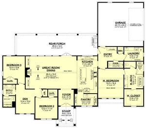 H7268-A Sullivan House First Floor Plan 3 Beds 2.5 Baths