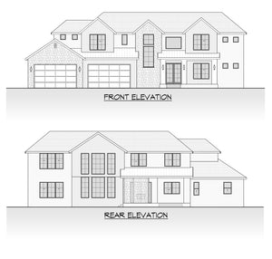 AC8162-A Transitional Modern Farmhouse, 5 Bedrooms, 4.5 Bathrooms | Malanchuk Lakewood House Plan Front and Rear Elevation