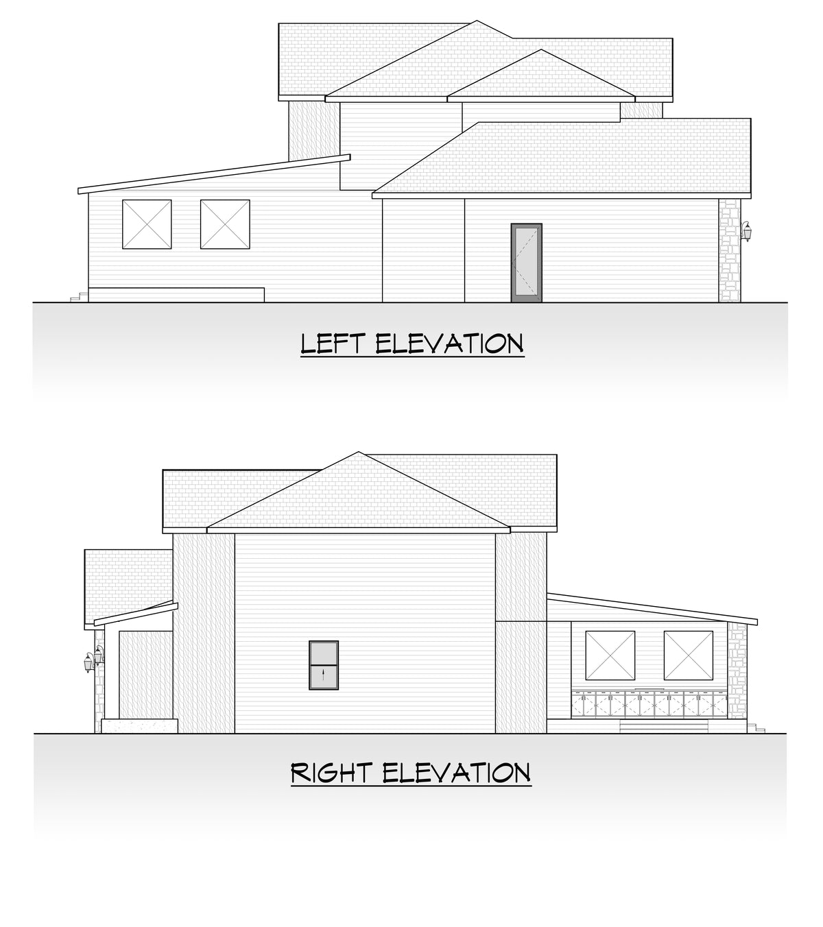 AC8162-A Transitional Modern Farmhouse, 5 Bedrooms, 4.5 Bathrooms | Malanchuk Lakewood House Plan Left and Right Elevation