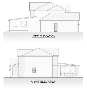 AC8162-A Transitional Modern Farmhouse, 5 Bedrooms, 4.5 Bathrooms | Malanchuk Lakewood House Plan Left and Right Elevation