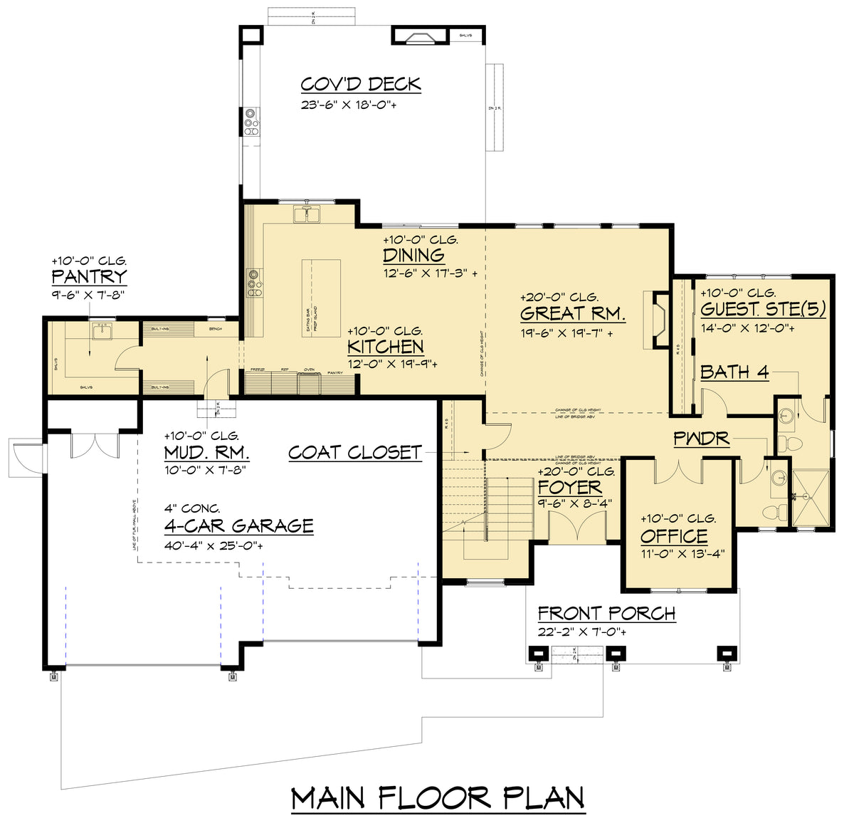AC8162-A Transitional Modern Farmhouse First Floor Plan, 5 Bedrooms, 4.5 Bathrooms | Malanchuk Lakewood House Plan 