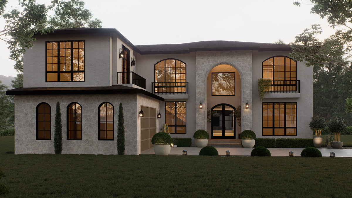 AC8169-A Contemporary House, 5 Bedrooms, 5.5 Bathrooms | Mohjeet Tuscan House Plan Exterior-4