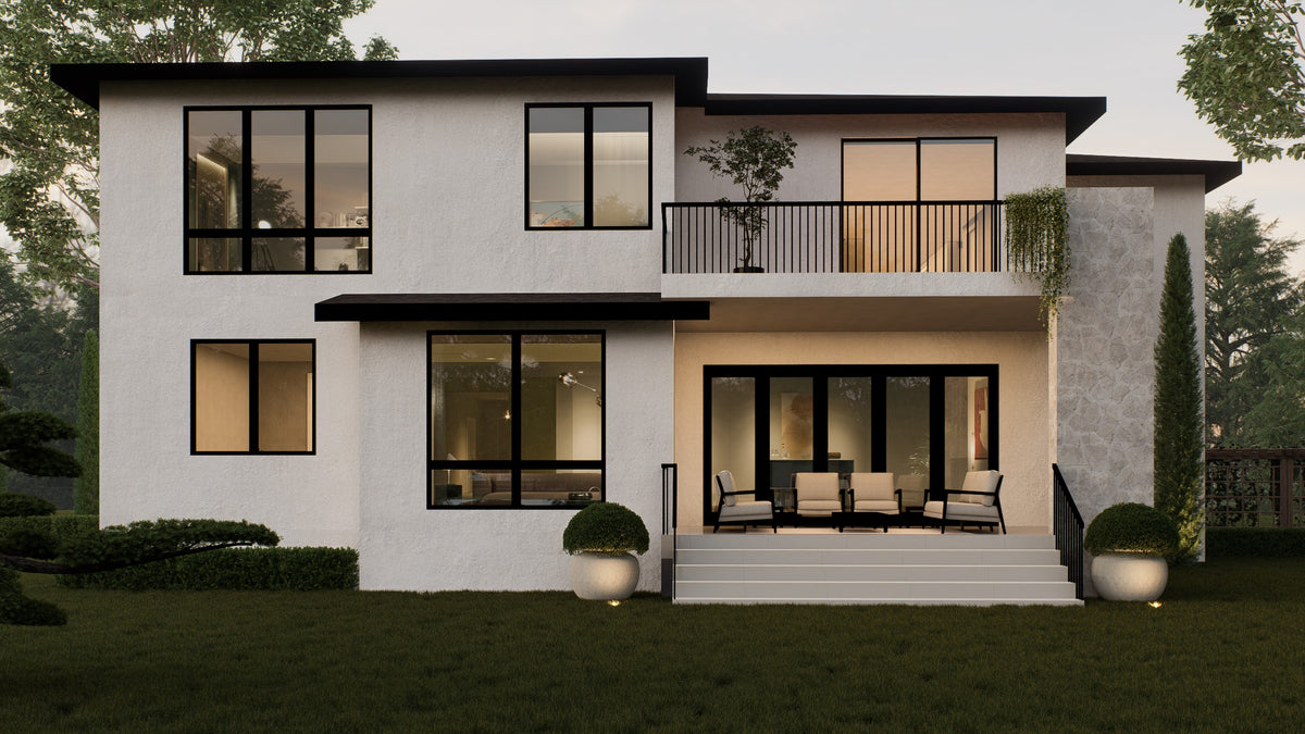 AC8169-A Contemporary House, 5 Bedrooms, 5.5 Bathrooms | Mohjeet Tuscan House Plan Exterior-3