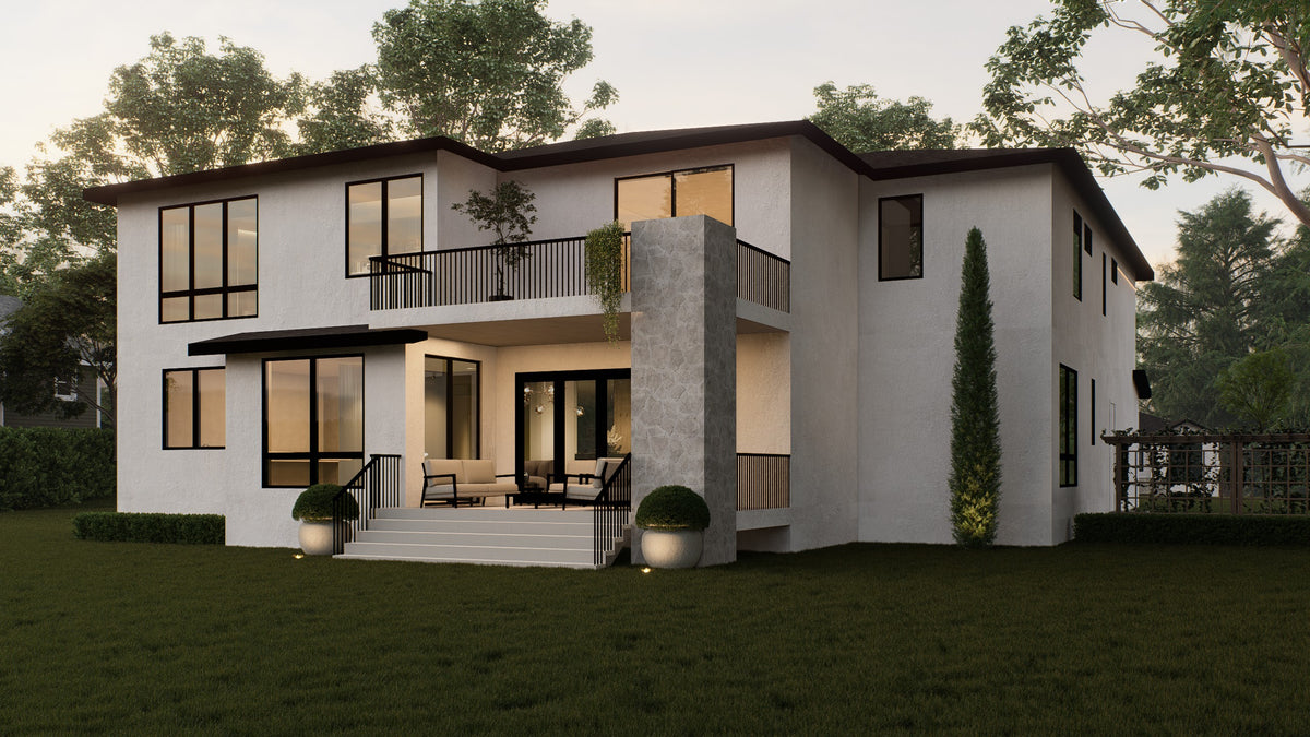 AC8169-A Contemporary House, 5 Bedrooms, 5.5 Bathrooms | Mohjeet Tuscan House Plan Exterior-4