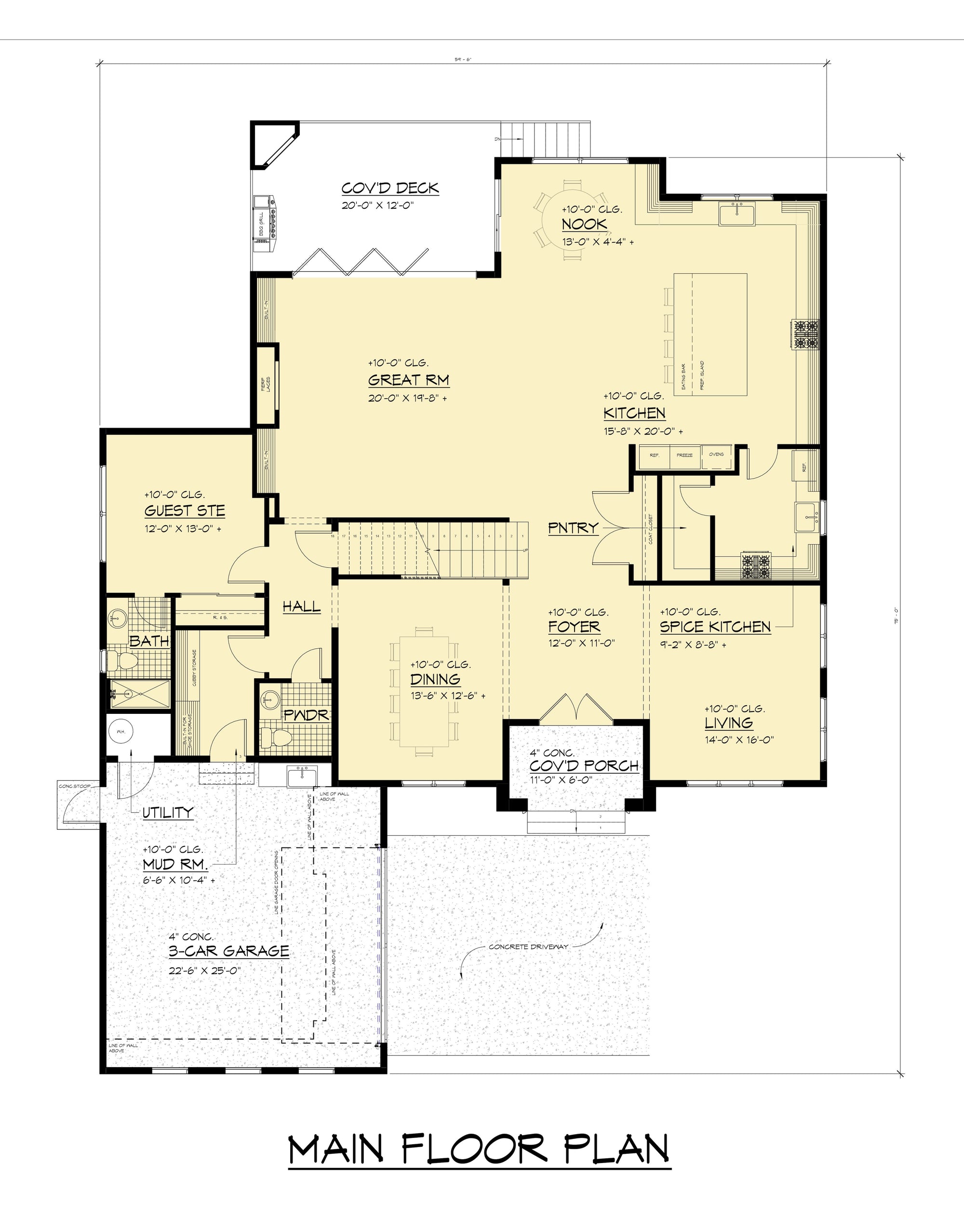 AC8169-A Contemporary House First Floor Plan, 5 Bedrooms, 5.5 Bathrooms | Mohjeet Tuscan House Plan 