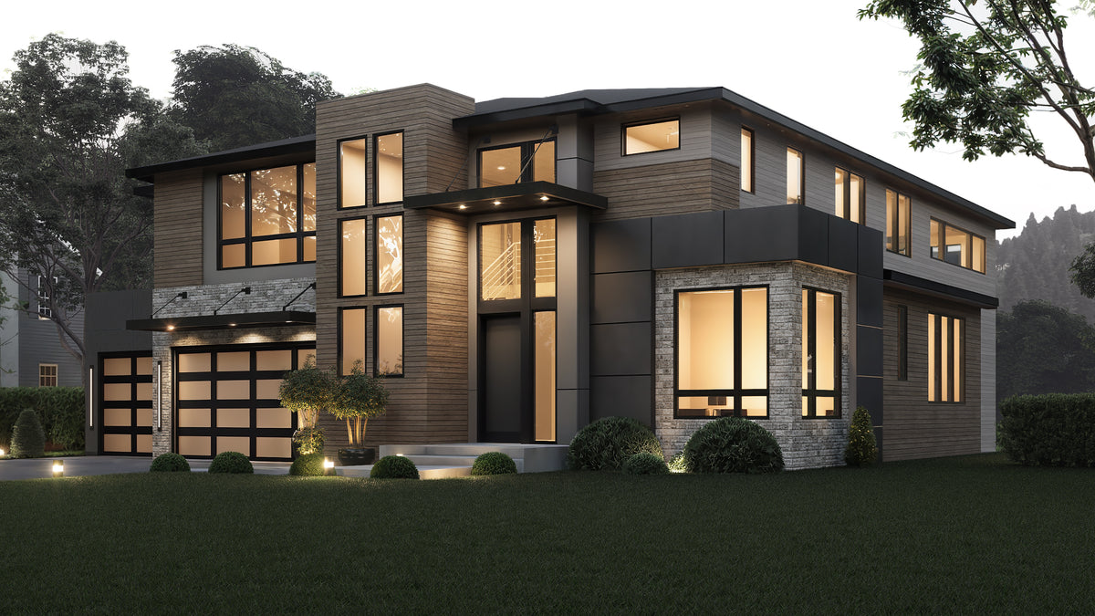AC8171-A Contemporary House, 5 Bedrooms, 4 Bathrooms, 2 Half Baths | Villa House Plan Exterior-2