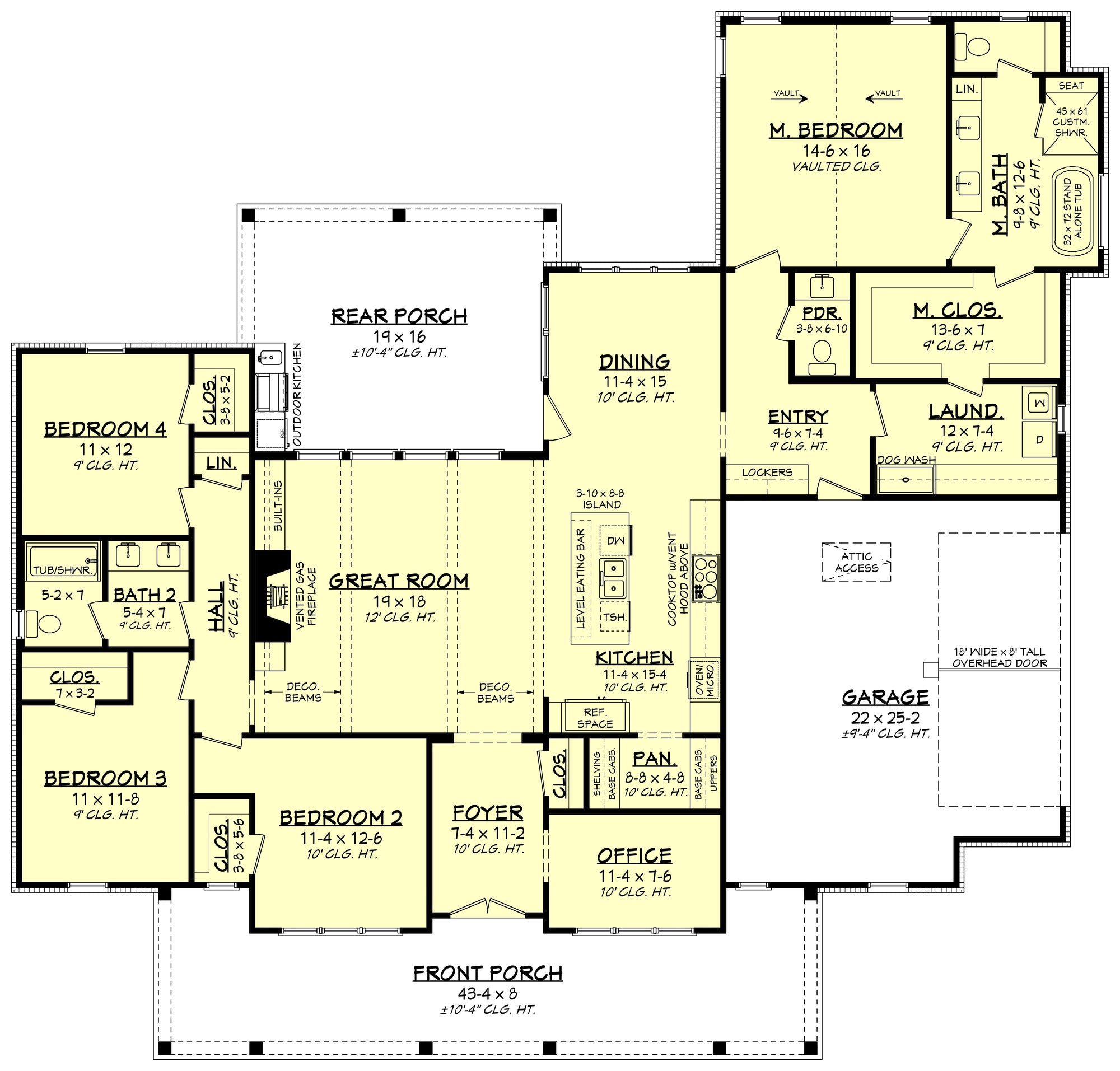 H8407-A Farmhouse House First Floor Plan, 4 Bedrooms, 2.5 Bathrooms | Clark House Plan 