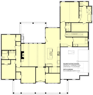H8407-A Farmhouse House Basement Stair Location Floor Plan, 4 Bedrooms, 2.5 Bathrooms | Clark House Plan 