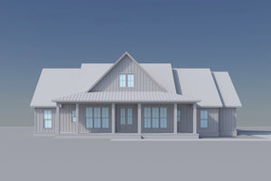 H8407-A Farmhouse House, 4 Bedrooms, 2.5 Bathrooms | Clark House Plan Grayscale