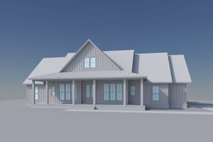 H8407-A Farmhouse House, 4 Bedrooms, 2.5 Bathrooms | Clark House Plan Grayscale