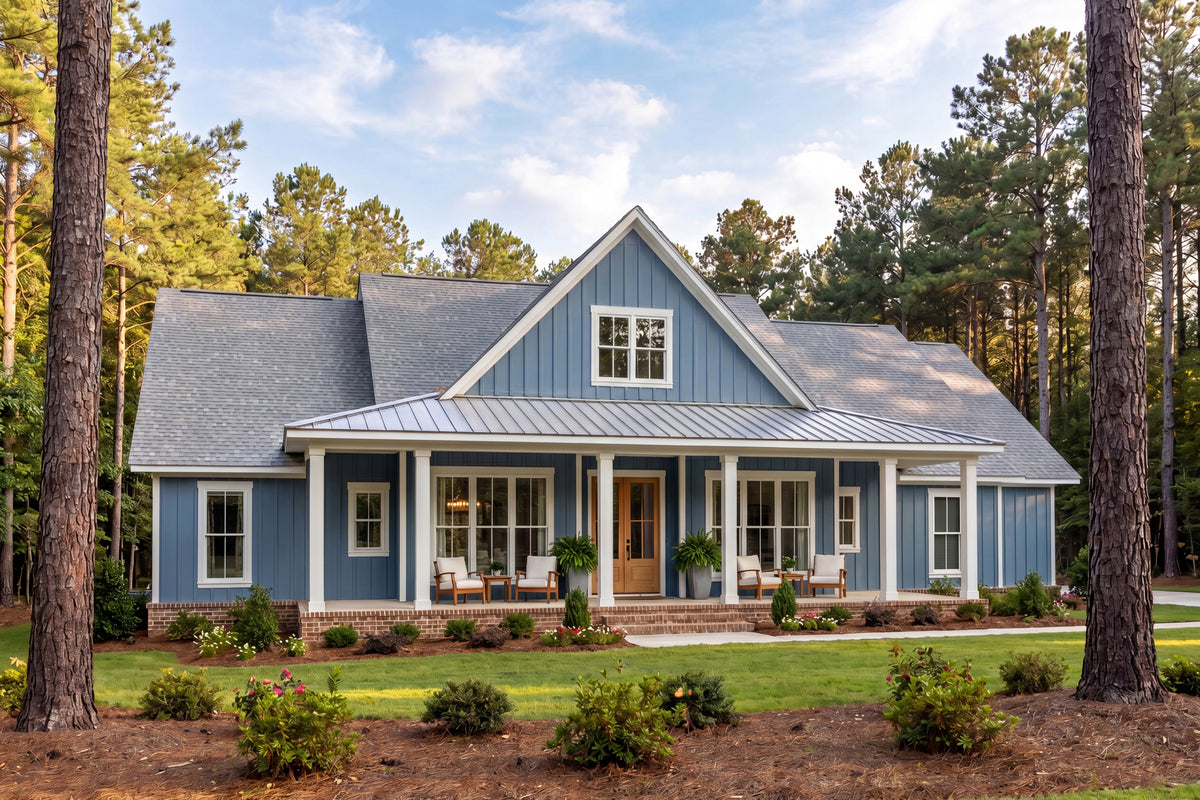 H8407-A Farmhouse House, 4 Bedrooms, 2.5 Bathrooms | Clark House Plan Exterior-12