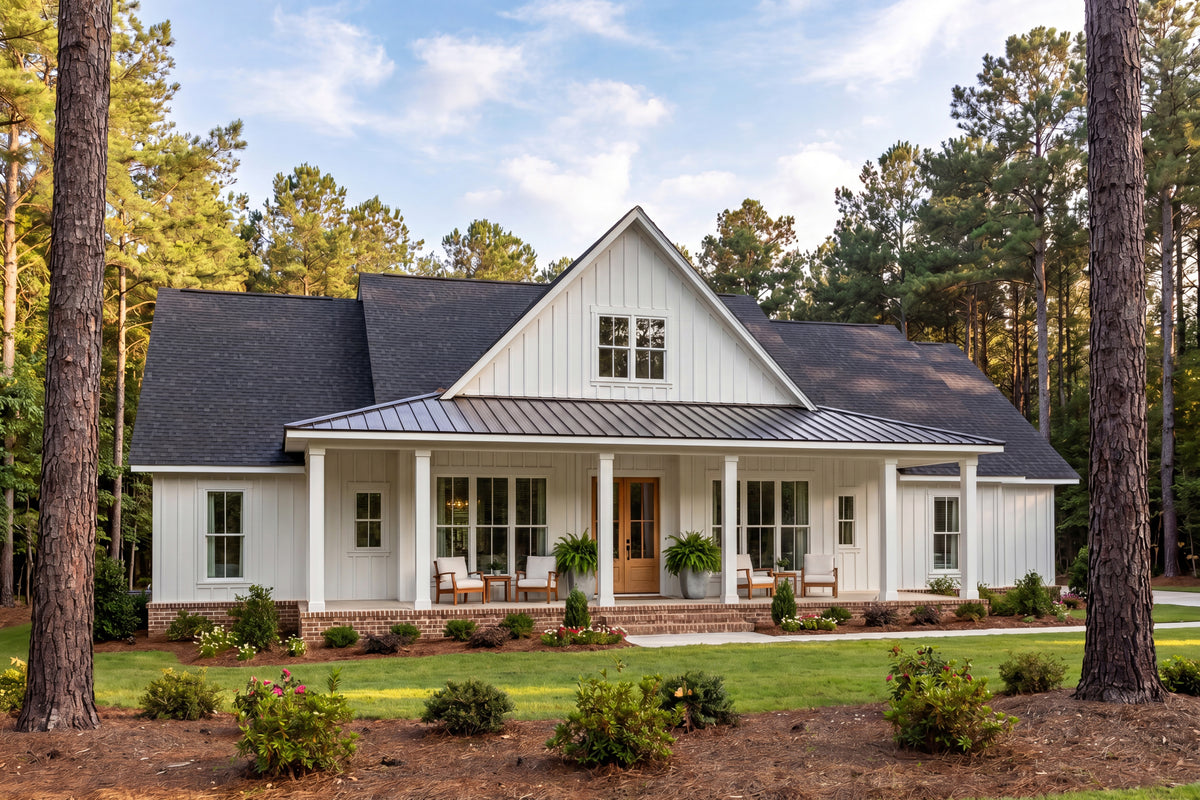 H8407-A Farmhouse House, 4 Bedrooms, 2.5 Bathrooms | Clark House Plan Exterior-4