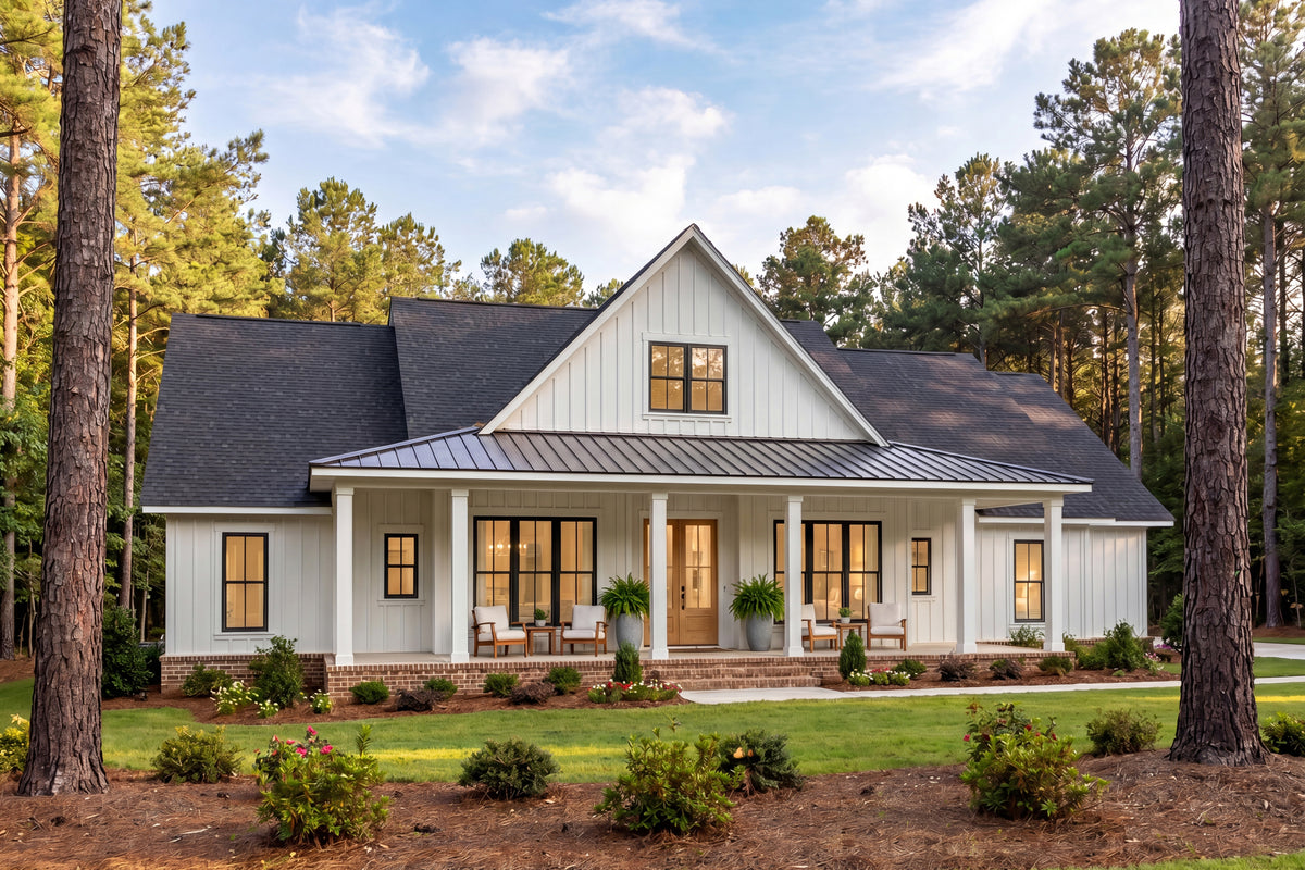 H8407-A Farmhouse House, 4 Bedrooms, 2.5 Bathrooms | Clark House Plan Exterior-5