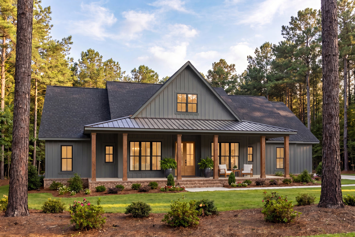 H8407-A Farmhouse House, 4 Bedrooms, 2.5 Bathrooms | Clark House Plan Exterior-7