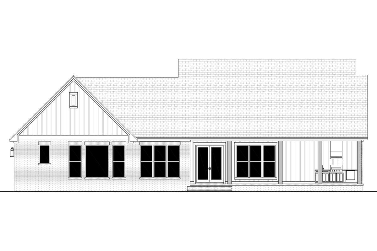 H8038-A Modern Farmhouse, 3 Bedrooms, 3.5 Bathrooms | Hensley 2427 Rear CAD