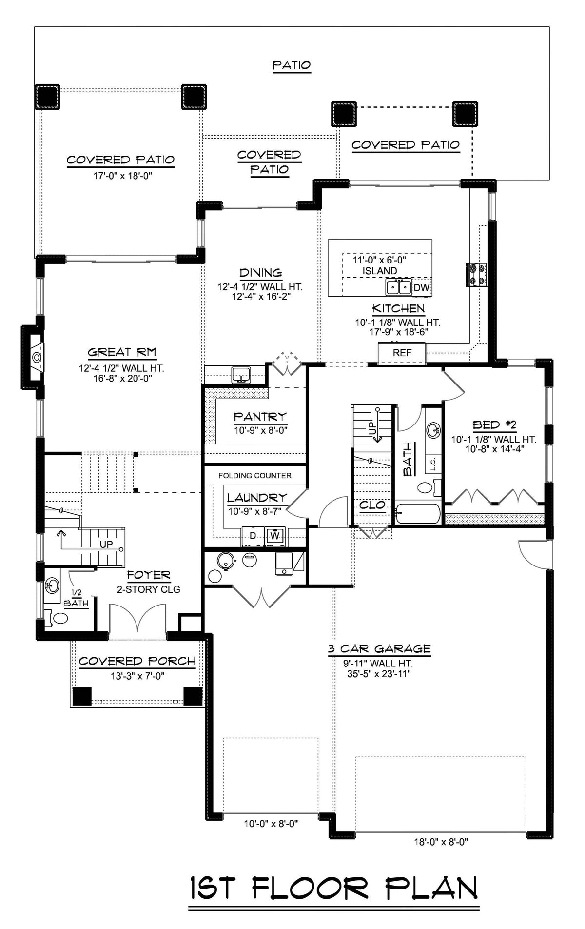 Q7476-A New American House First Floor Plan 4 Beds, 4.5 Baths | Plan 24280 