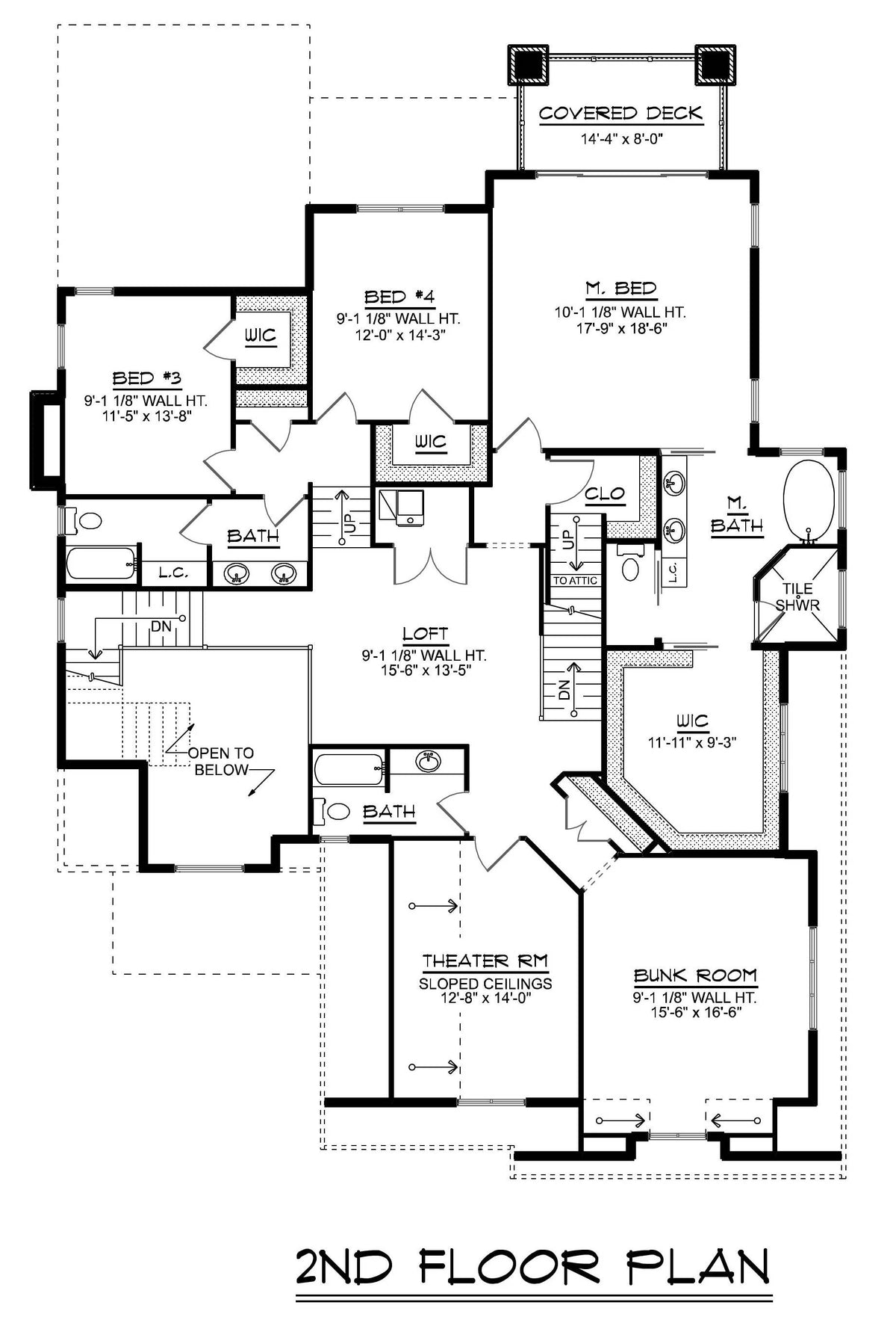 Q7476-A New American House Second Floor Plan 4 Beds, 4.5 Baths | Plan 24280