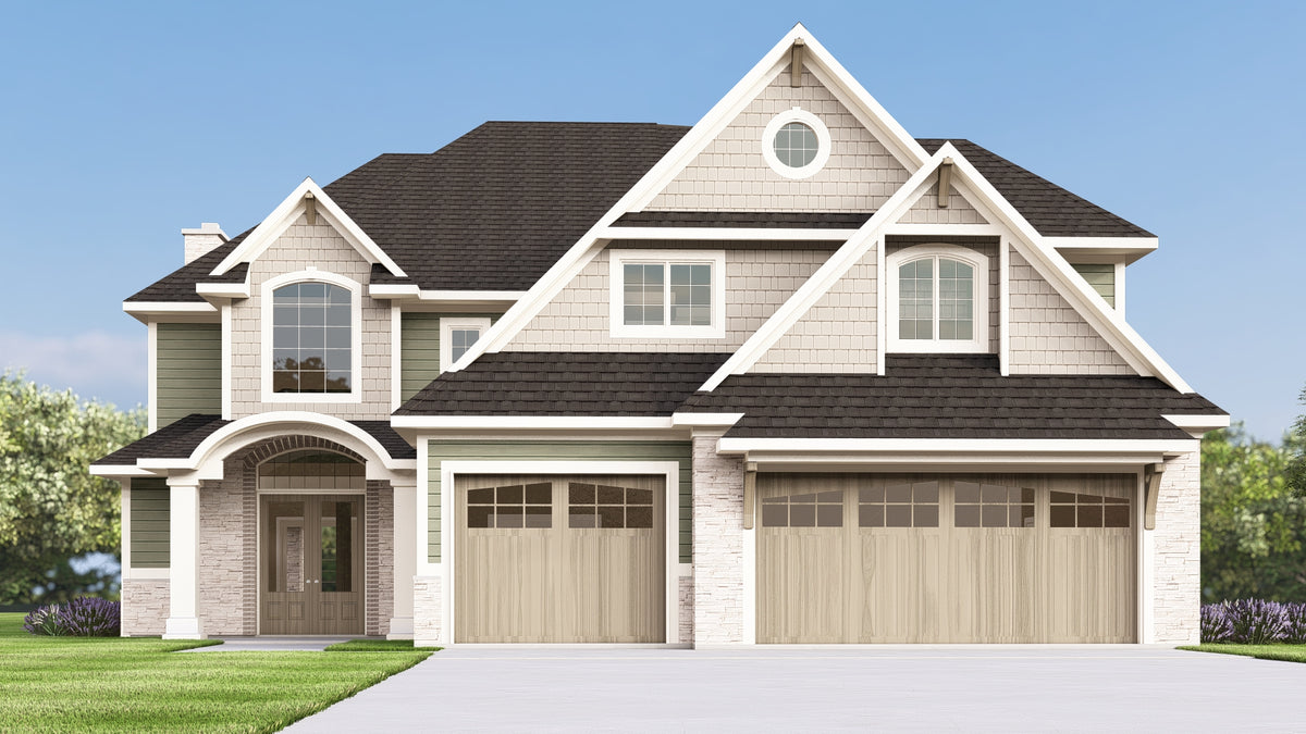 Q7476-A New American House, 4 Beds, 4.5 Baths | Plan 24280 Exterior-2