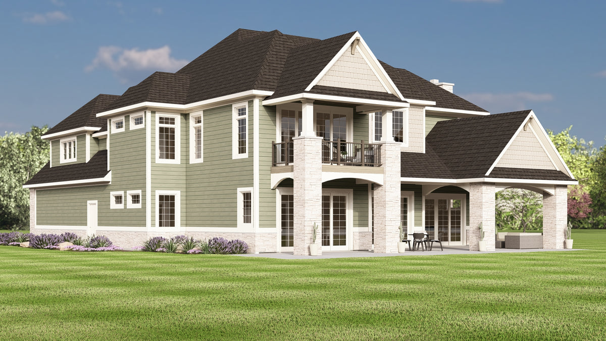 Q7476-A New American House, 4 Beds, 4.5 Baths | Plan 24280 Exterior-6