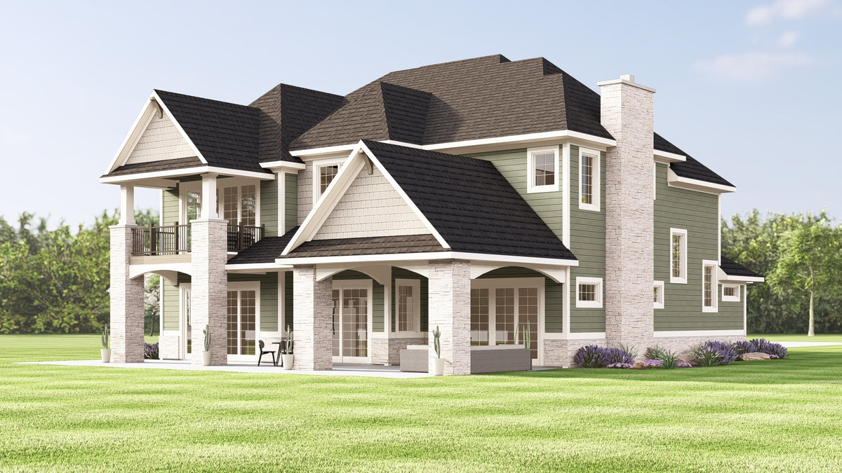 Q7476-A New American House, 4 Beds, 4.5 Baths | Plan 24280 Exterior-4