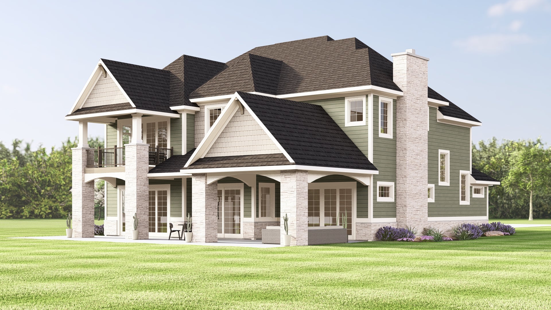 Q7476-A New American House, 4 Beds, 4.5 Baths | Plan 24280 Exterior-4