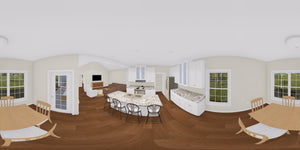 J7857-E Cottage House Kitchen Panorama, 4 Bedrooms, 3 Bathrooms | Silvermist 24631 