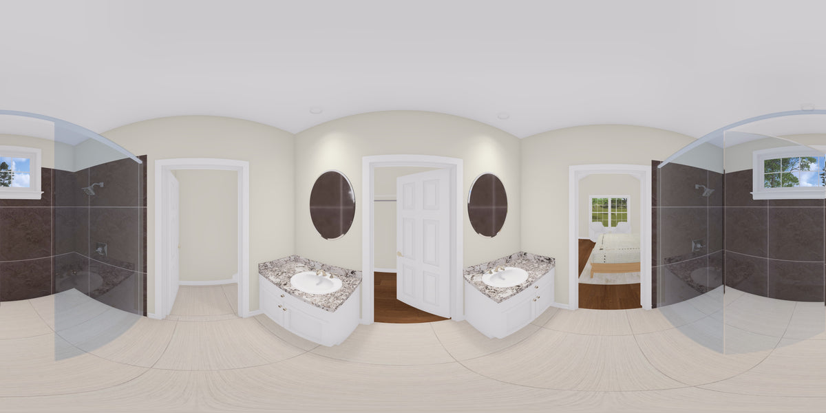 J7857-E Cottage House Bathroom Panorama, 4 Bedrooms, 3 Bathrooms | Silvermist 24631 
