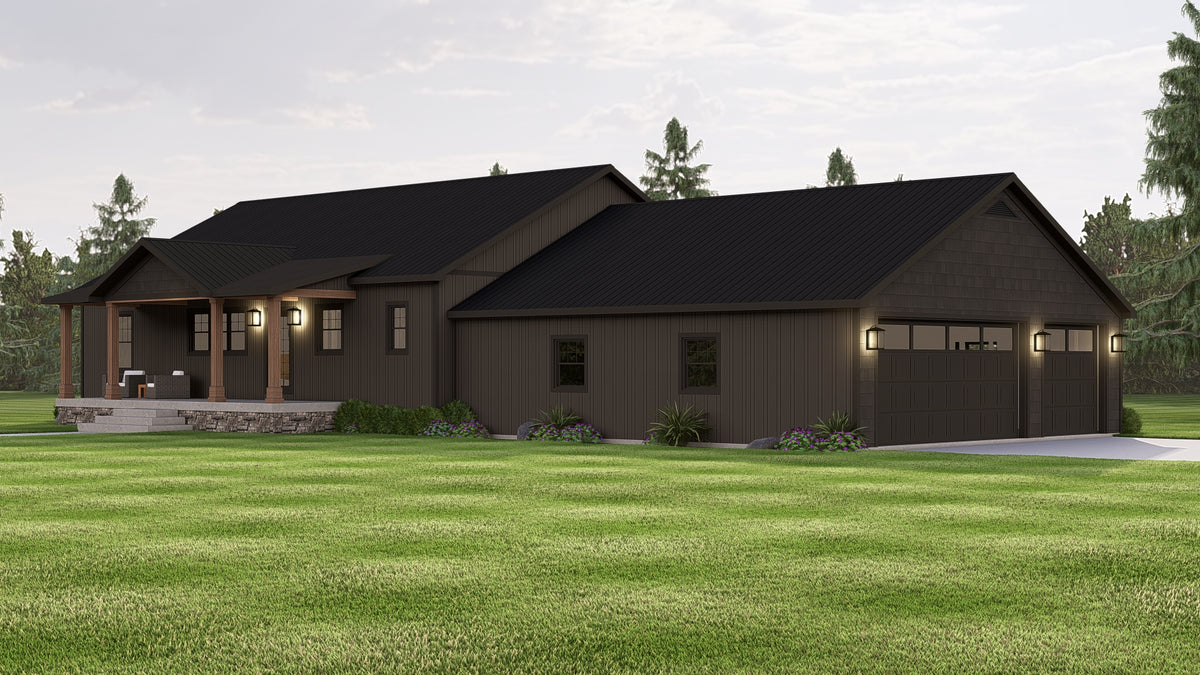 Spacious 3-Bedroom, 1,728 sq ft Home Plan with Basement and Covered Porch