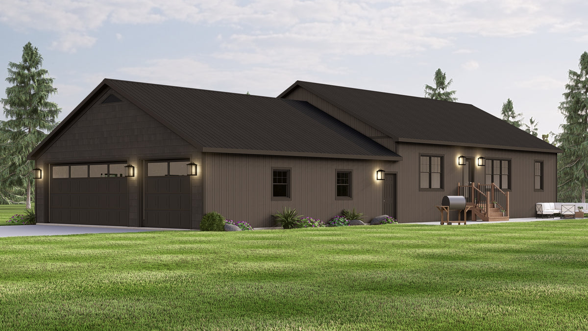 Spacious 3-Bedroom, 1,728 sq ft Home Plan with Basement and Covered Porch