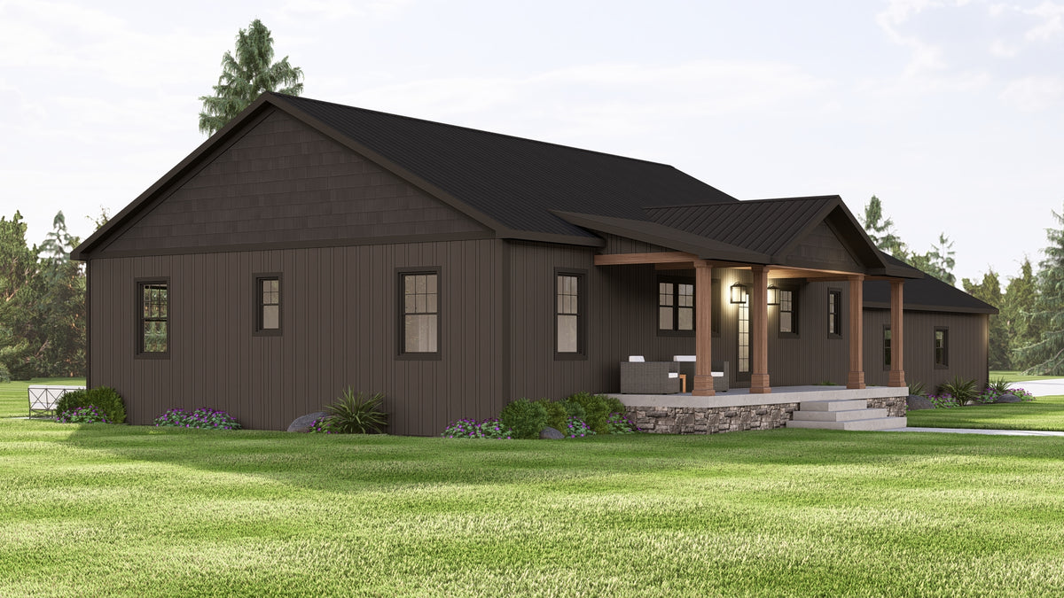 Spacious 3-Bedroom, 1,728 sq ft Home Plan with Basement and Covered Porch