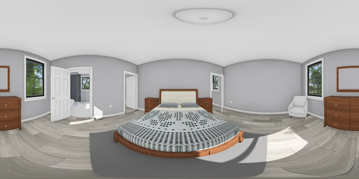 J7864-E Contemporary House Bedroom Panorama, 4 Bedrooms, 2.5 Bathrooms | Riverglade 24638 