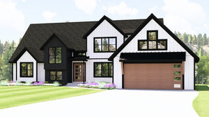 Q8099-A New American House, 3 Bedrooms, 2.5 Bathrooms | Plan 24410 House Plan Exterior-2