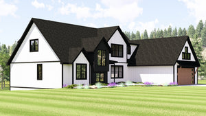 Q8099-A New American House, 3 Bedrooms, 2.5 Bathrooms | Plan 24410 House Plan Exterior-3