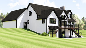 Q8099-A New American House, 3 Bedrooms, 2.5 Bathrooms | Plan 24410 House Plan Exterior-6