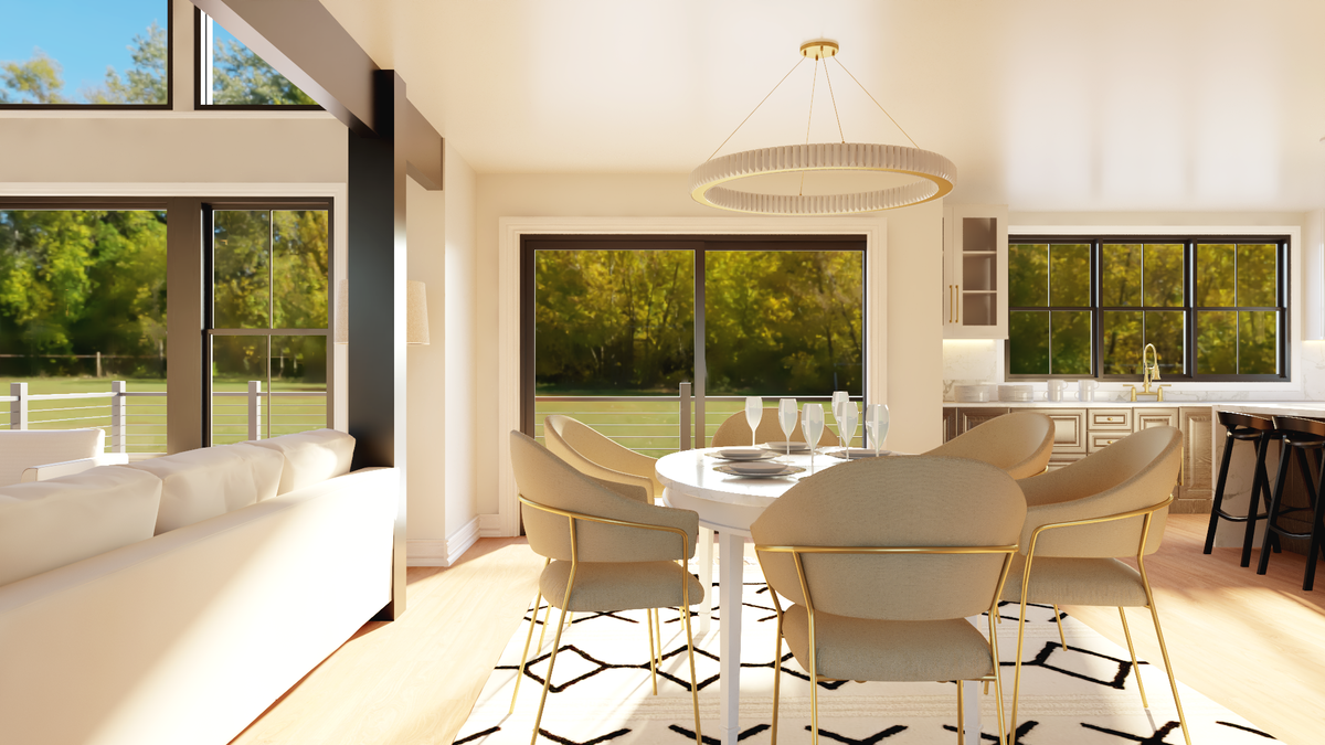 Q8099-A New American House Dining, 3 Bedrooms, 2.5 Bathrooms | Plan 24410 House Plan 