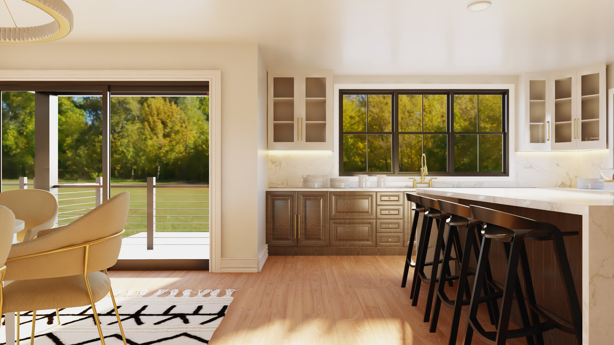 Q8099-A New American House Kitchen, 3 Bedrooms, 2.5 Bathrooms | Plan 24410 House Plan 