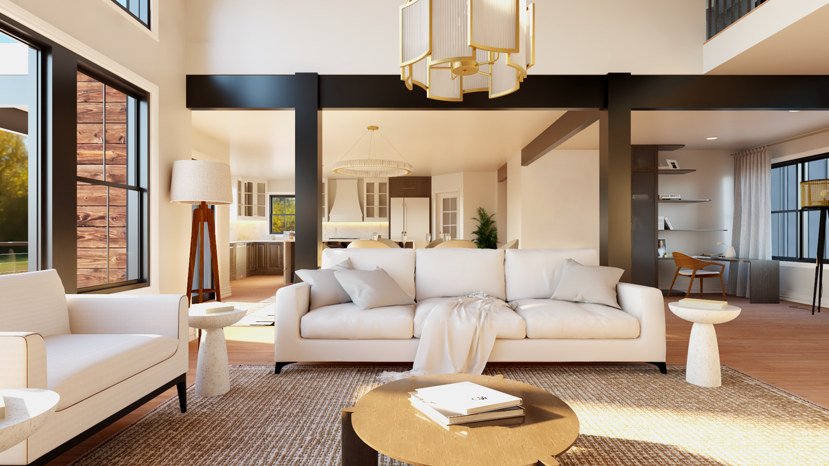 Q8099-A New American House Living Area, 3 Bedrooms, 2.5 Bathrooms | Plan 24410 House Plan 