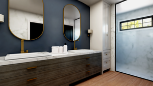 Q8099-A New American House Master Bathroom, 3 Bedrooms, 2.5 Bathrooms | Plan 24410 House Plan 