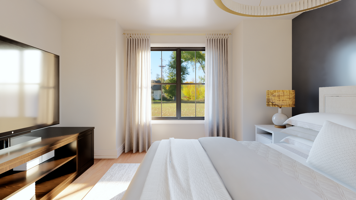 Q8099-A New American House Master Bedroom, 3 Bedrooms, 2.5 Bathrooms | Plan 24410 House Plan 