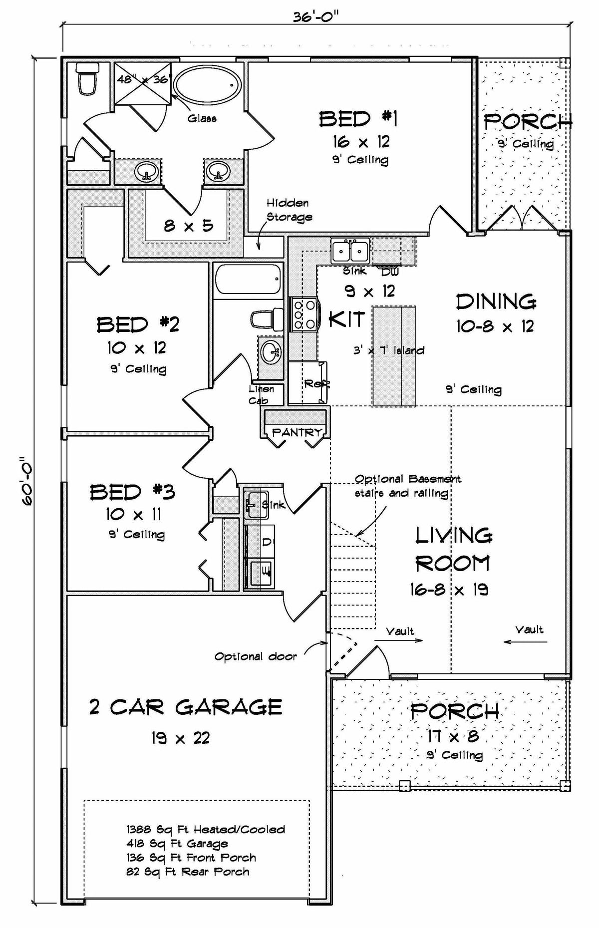 Cottonwood House Plan - Archival Designs House Plans, floor plan