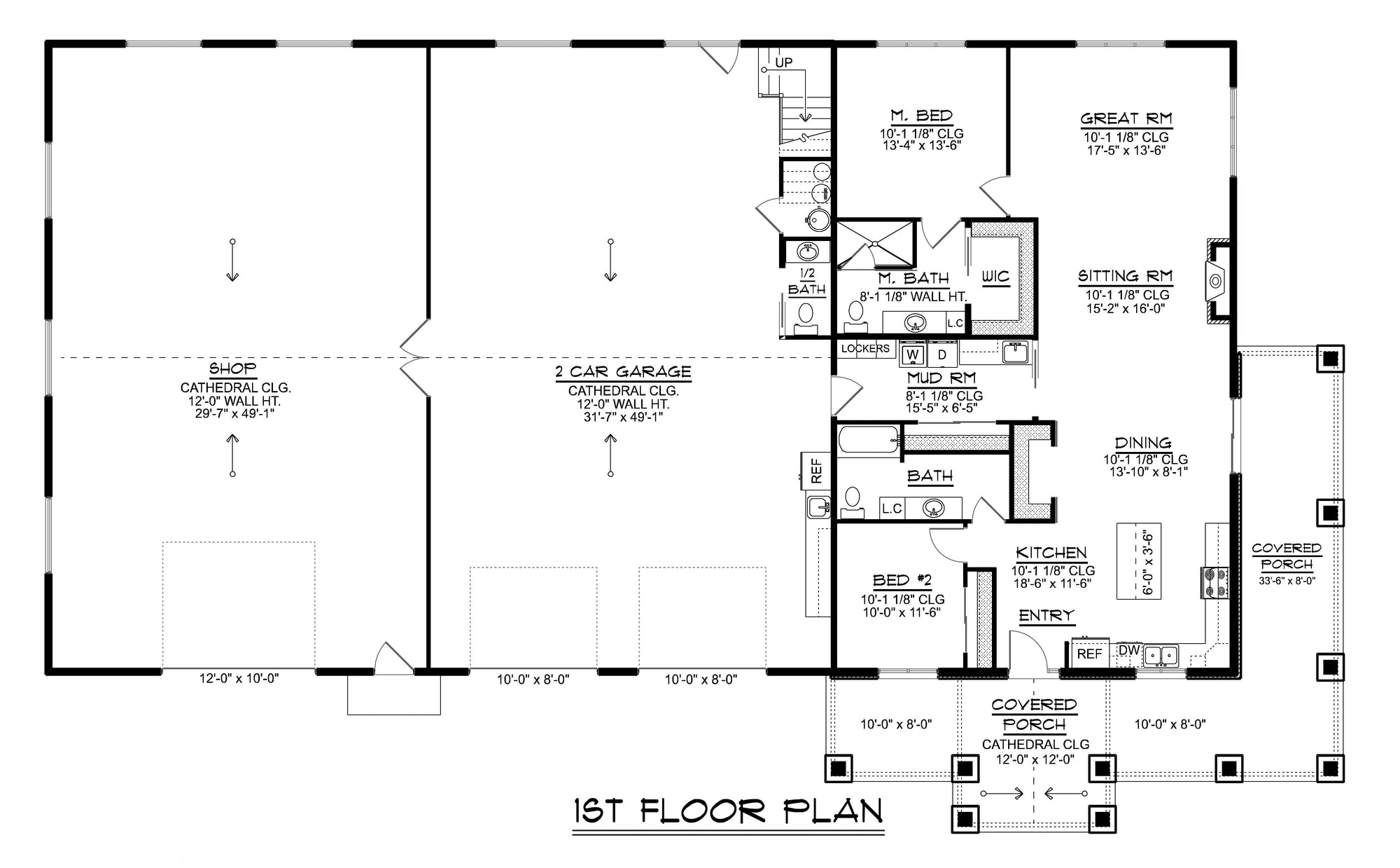 Q7471-A Barndominium House First Floor Plan 2 Beds, 2.5 Baths | 24467 