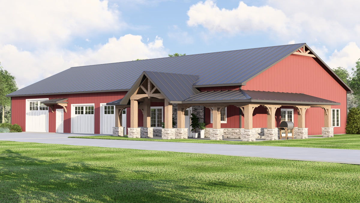 Q7471-A Barndominium House, 2 Beds, 2.5 Baths | 24467 Exterior-2