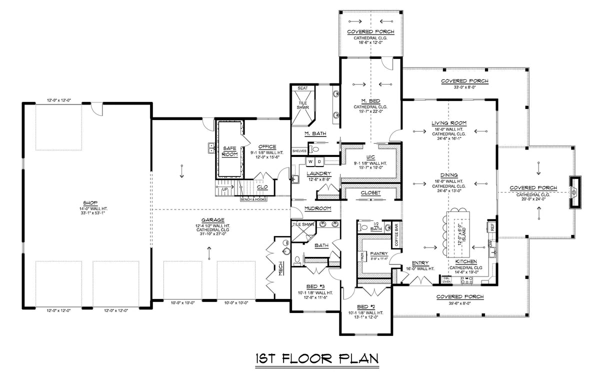 Q7442-A 24473 House First Floor Plan 3 Beds 2.5 Baths