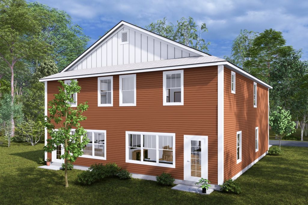 Efficient 2-Story Duplex House Plan with 3 Bedrooms and Garages