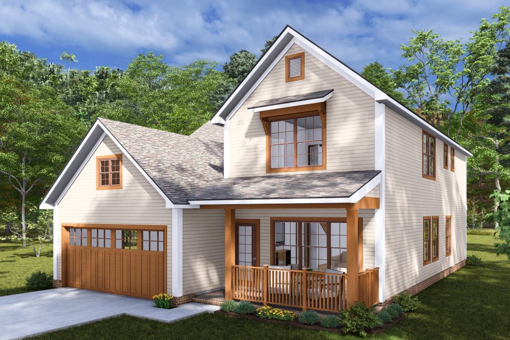 Cottage-Style 2-Story Home for Narrow Lot